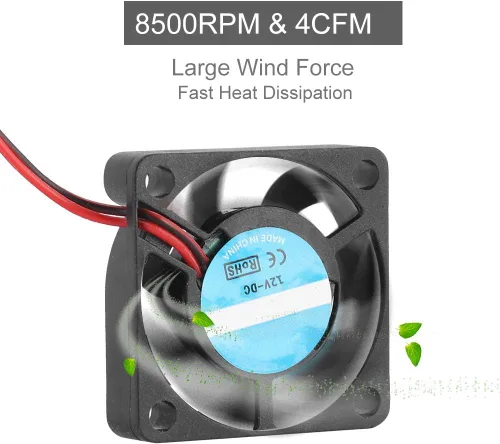 Miniatura 2 de Mini ventilador de enfriamiento sin escobillas, PH2.0 2Pin 12V Mini ventilador de refrigeración sin escobillas 1.181x1.181x0.276 in 3007 12V Mini DC