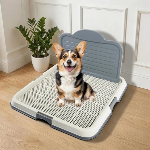 Soporte para orina de perro con pared alta, bandeja grande de entrenamiento para cachorros con rejilla de malla y protector contra salpicaduras,