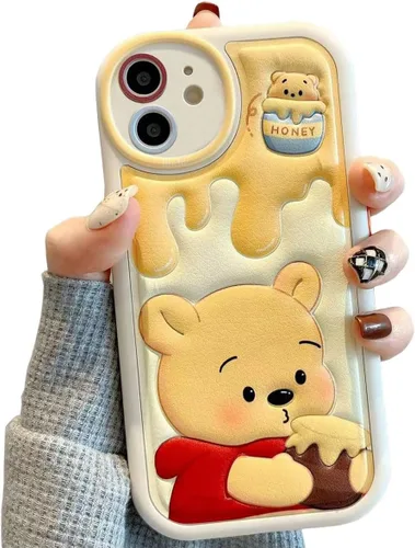 Miniatura 23 de Compatible con iPhone 15 Plus, Funda de Dibujos Animados, Funda Kawaii de Oso Lindo de Silicona 3D con Correa, TPU Suave, Protectora y a Prueba