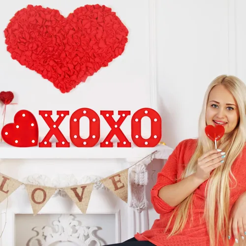 Miniatura 4 de VIHOSE Letrero de Luces LED en Forma de Letras para el Día de San Valentín, Decoración de Mesa, Letras Iluminadas a Pilas para Hogar, Bares, XO XO