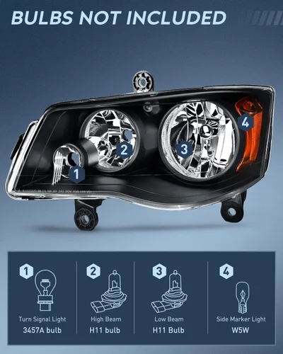 Miniatura 2 de Nilight Conjunto de faros delanteros para 2011 2012 2013 2014 2015 2016 2017 2018 2019 Dodge Grand Caravan 2008-2016 Chrysler Town & Country