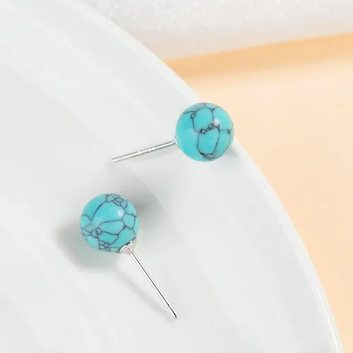 Miniatura 50 de Natural Stone Stud Earrings for Women 8mm Sterling Silver Genuine Gemstone Earrings Handmade Sterling Silver Crystal Stud Earrings for Women