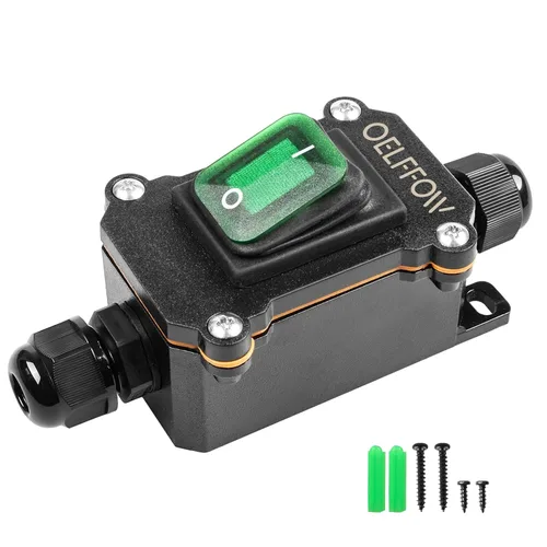 Miniatura 10 de Interruptor de palanca de encendido/apagado impermeable doble con botón de palanca de luz roja, interruptor de cable en línea DPST AC/DC 20A-125V