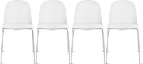 Miniatura 38 de 2xhome Silla de comedor moderna apilable sin brazos Asiento de plástico con patas de metal Uso en interiores o exteriores Patio de cocina