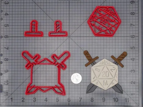 Miniatura 2 de Generic Juego de cortador de galletas D20 con espadas (4 piezas)