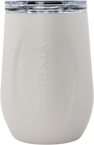 Miniatura 10 de Vinglacé Vaso de vino de acero inoxidable sin tallo - Vaso de vino aislado con inserción de vidrio y tapa para beber, 10 oz, color cobre