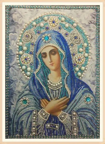 Miniatura 9 de Paquete de 2 kits de pintura de diamantes 5D virgen María, diamantes de imitación de resina de resina para decoración de pared, lienzo de 12 x 16