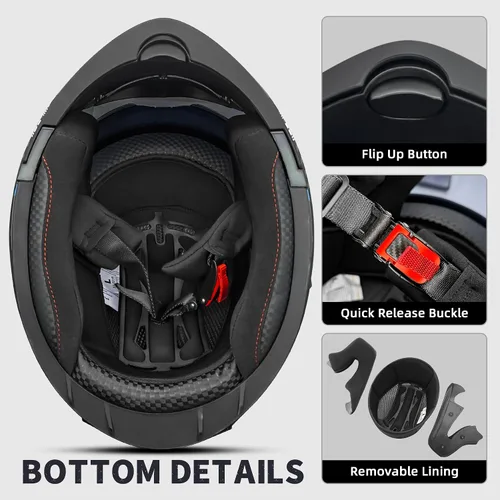 Miniatura 7 de Cascos de motocicleta modulares de cara completa, Casco de motocicleta de cara completa con certificación DOT, con visor abatible dual