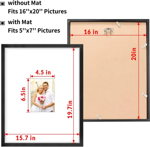 Miniatura 3 de LaVie Home Marco de fotos firmable de boda de 16 x 20 pulgadas, marco de madera negro de 16 x 20 pulgadas, para fotos de 5 x 7 pulgadas