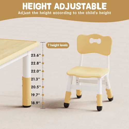 Miniatura 3 de Brelley - Juego de mesa y 2 sillas para niños, escritorio infantil ajustable en altura de 31.5" L x 23.6" W y juego de sillas, escritorio con diseño