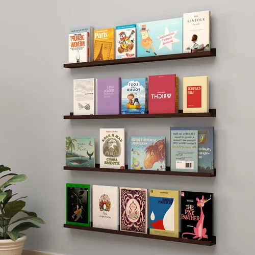 Miniatura 6 de WELLAND Vista - Estantería para fotos, estantes flotantes de pared, 36 pulgadas, juego de 2, color espresso
