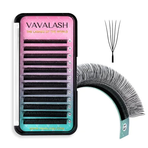 Miniatura 27 de VAVALASH Extensiones de pestañas en forma de W, con abanico prefabricado 3D, rizado D, extensiones de pestañas de volumen fáciles de abanico