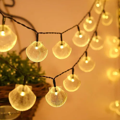 Miniatura 11 de Luces solares de estrella de mar, impermeables, de 15.7 pies, 20 luces LED de noche con estrellas de mar y océano, mar, mundo, luces de noche