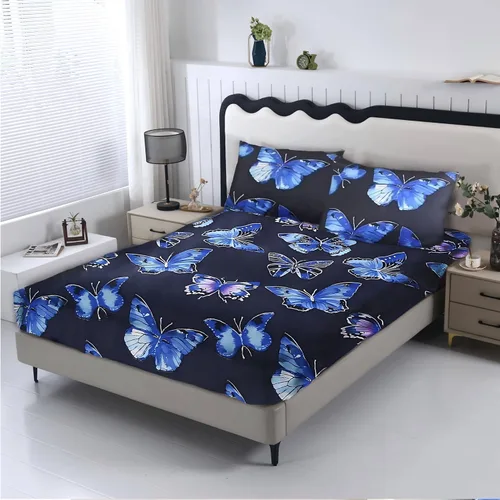 Miniatura 14 de SDIII Juego de sábanas ajustadas azules de 3 piezas tamaño individual, ropa de cama en una bolsa, ropa de cama Galaxy tamaño individual ajustada