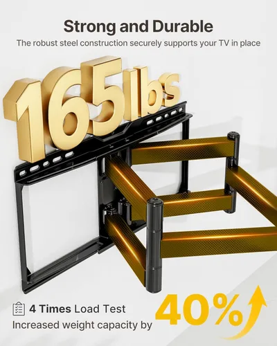Miniatura 3 de monTEK - Soporte de pared para TV de alta resistencia para televisores de 37 a 90 pulgadas de hasta 75 kg, probado para 4 veces la carga, brazos