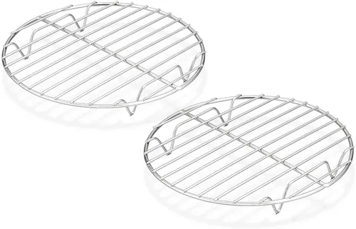 TeamFar Juego de 2 estantes redondos de enfriamiento de 7½ pulgadas para hornear al vapor, acero inoxidable, saludable y apto para lavavajillas,