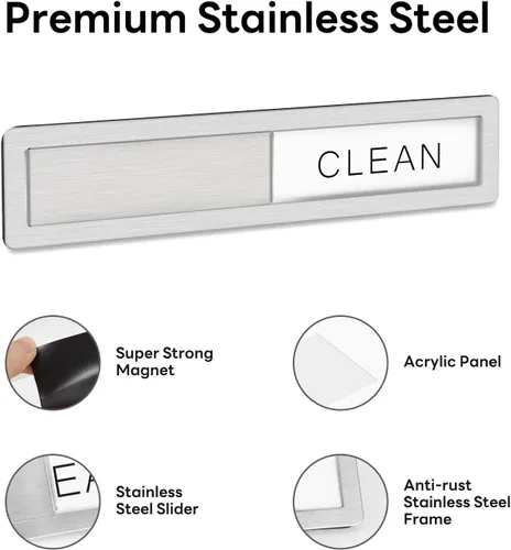 Miniatura 4 de Imán magnético para lavavajillas Clean Dirty de KitchenTour, imán de acero inoxidable premium Clean Dirty para lavavajillas, divertido, imán fuerte