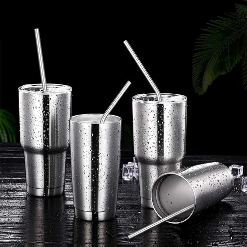 Miniatura 6 de Vinaco Pajitas de acero inoxidable reutilizables, paquete de 12 de 8.5" y 10.5" pajitas de metal de 0.24" para vasos de 20 oz - 32 oz, pajitas