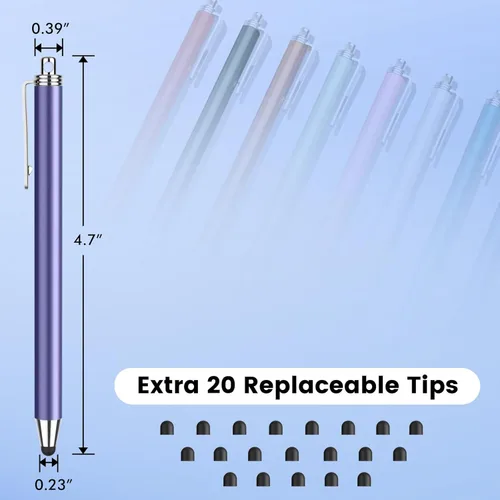 Miniatura 5 de MEKO - Bolígrafos para pantallas táctiles, paquete de 10 lápices capacitivos de punta de goma fina, punta reemplazable con 20 puntas de repuesto