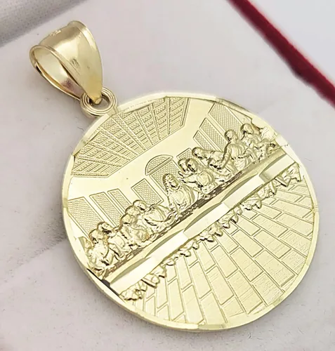 Miniatura 2 de AMZ Jewelry Medallón de la última cena de oro amarillo de 10 quilates, Oro