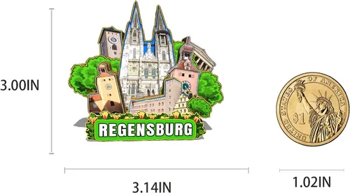 Miniatura 3 de Alemania Regensburg - Imán de nevera, diseño de madera en 3D, monumentos coleccionables, decoración hecha a mano