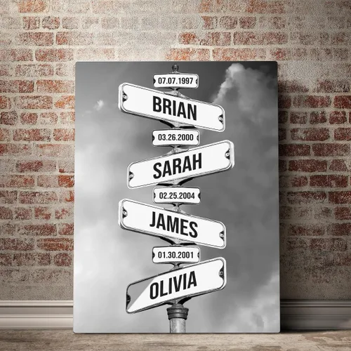 VIRAGIL Lienzo personalizado con nombre de calle familiar, póster personalizado para decoración del hogar y sala de estar, arte de pared de