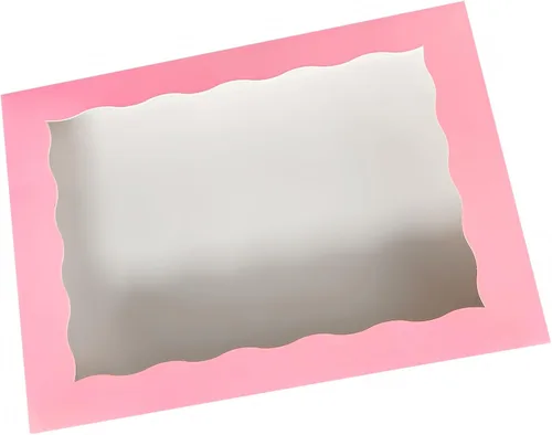 Miniatura 7 de Paquete de 15 cajas de pastelería rosa de 14 x 10 x 3 pulgadas, donas grandes, magdalenas, cajas de galletas con ventana de PVC, caja de papel