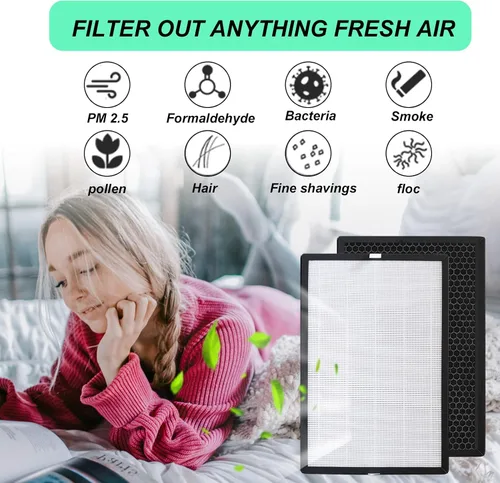 Miniatura 3 de Paquete de 2 filtros de repuesto EPI-186 True HEPA, compatible con el purificador de aire COLZER EPI-186 H13 HEPA carbón activado 2 en 1 4 etapas