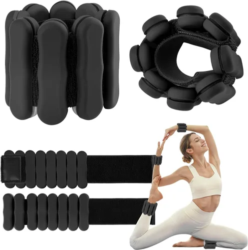 Miniatura 10 de Pesas de tobillo y muñeca para mujeres y hombres, pesas ajustables para brazos y piernas, juego de 2 (1 libra/2 libras cada una), bandas de silicona