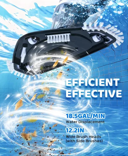 Miniatura 11 de Aspiradora de piscina para piscina sobre el suelo con un poste telescópico, 80 minutos de tiempo de funcionamiento, limpiador de piscina recargable