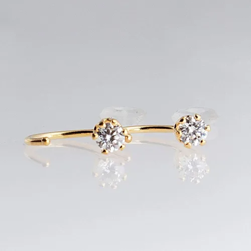 Miniatura 60 de Half Huggie Birthstone Gold Hoop Earrings for Women Tiny Cartilage Stud Piercing Earring Hypoallergenic Earring Screw Back Dainty Hug
