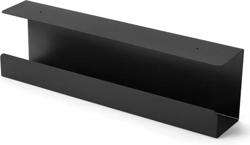 Miniatura 9 de ZhiYo Bandeja de acero para organizar cables de 15.8 pulgadas debajo del escritorio, bandeja de cables XL con abrazadera debajo de la mesa