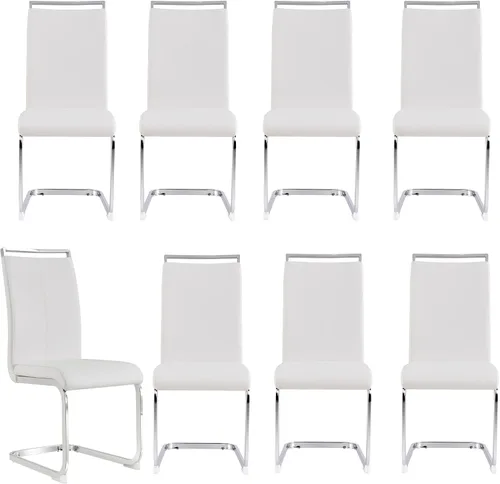 Miniatura 37 de gopop Juego de sillas de comedor, sillas modernas de metal con asiento acolchado de piel sintética, respaldo alto y patas cromadas resistentes, claro