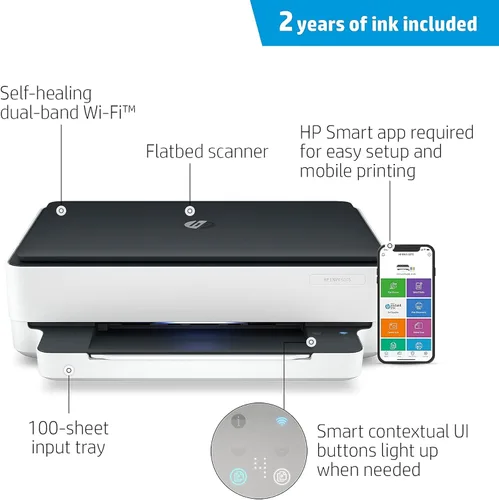 Miniatura 5 de HP Envy 6075 - Impresora inalámbrica todo en uno, incluye 2 años de tinta entregada, impresión móvil, escaneo y copia (8QQ97A)