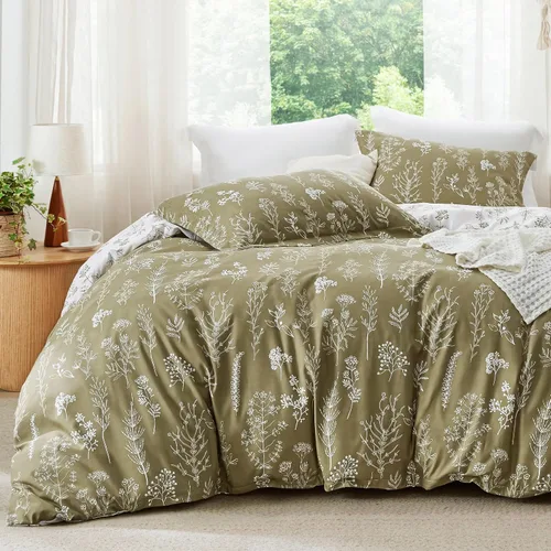 Miniatura 14 de Bedsure - Juego de edredón de tamaño king, 3 piezas, bonito, con estampado floral, 1 suave edredón reversible con diseño botánico de flores y 2 09