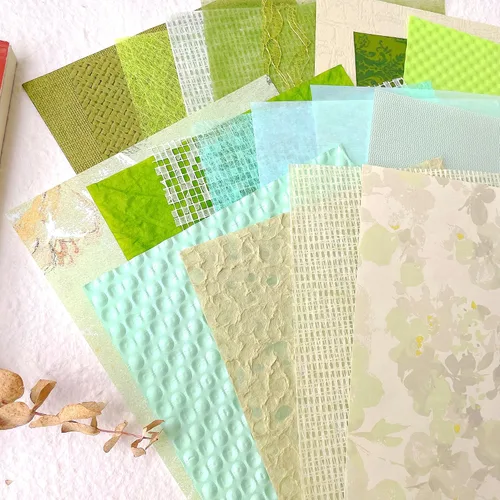 Aromoty 20 piezas de papel artesanal para álbum de recortes, papel texturizado para manualidades, papel Morandi A5 en malla, tela de morera, mezcla