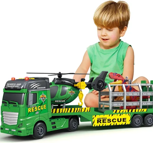 Miniatura 12 de Bstoyder - Juguetes para niños pequeños de 3, 4, 5, 6, 7 años, camión militar semi-escala de 63,5 cm con helicópteros y tanque, juguetes militares