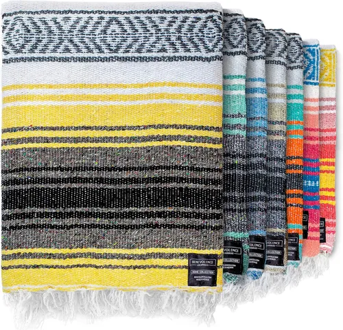 Miniatura 9 de Manta mexicana tipo sarape, tejida a mano, perfecta para usarse como tapete de yoga, manta de playa, manta de picnic, montura de caballo