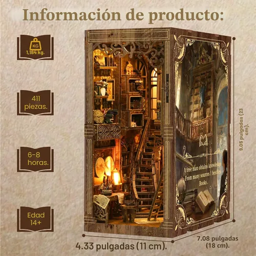Miniatura 3 de CRIOLPO Kits de Rincón de Libros para Adultos - Kit de Rincón de Libros Decoración de Estantería Casa en Miniatura DIY Kit para Estantería - Kits