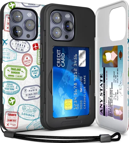 Miniatura 26 de TORU CX Slim - Funda tipo cartera para iPhone 15, funda protectora a prueba de golpes resistente con tarjetero oculto y ranura para tarjetas, espejo