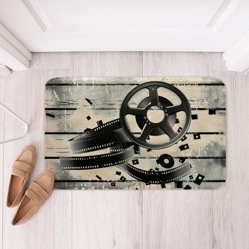 Miniatura 10 de Homewish Alfombra de baño con música de piano, notas musicales, para niños, niñas, niños, adolescentes, retro, graffiti, gris, dorado, lanudo