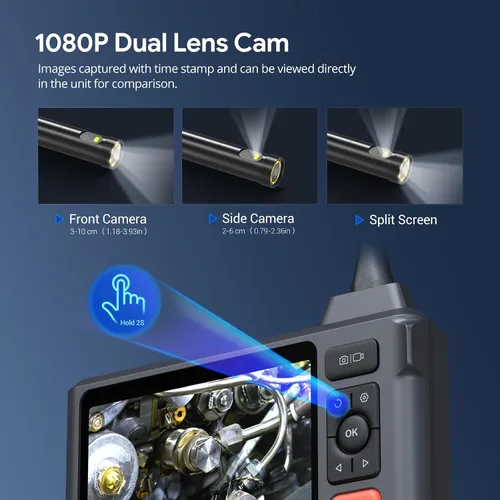 Miniatura 5 de Cámara de Inspección de Alcantarillado de 50FT, DEPSTECH Endoscopio de Doble Lente 1080P con Luces, Herramienta Boroscopio con Pantalla IPS de 5
