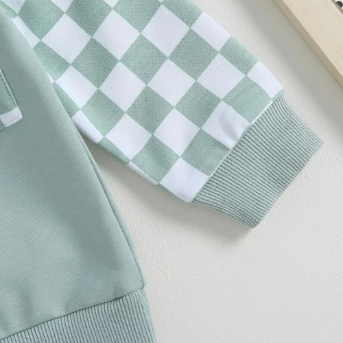 Miniatura 64 de Conjunto de ropa de otoño e invierno para bebé niño pequeño, sudadera de manga larga con colores contrastantes, pantalones elásticos para recién