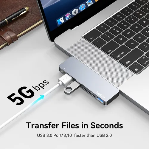 Miniatura 3 de RayCue Adaptadores de Hub USB C para MacBook Pro/MacBook Air M1 M2 M3 2023 2022 2021 2020 2019 13" 14" 15" 16", Adaptador Multipuerto 6-en-2