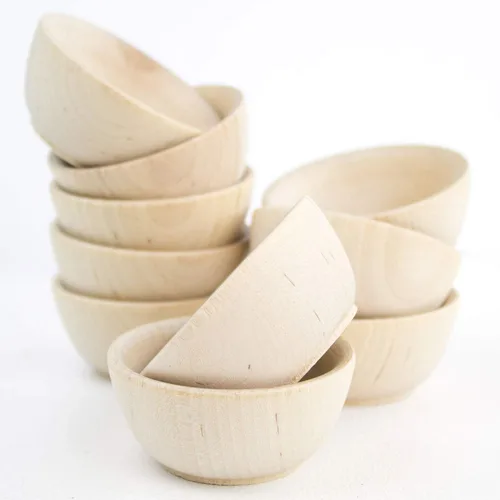 Miniatura 2 de Chica and Jo Juego de 10 cuencos pequeños de madera sin terminar – Cuencos de pellizco, tazas de condimentos, saleros (10) – Fabricado