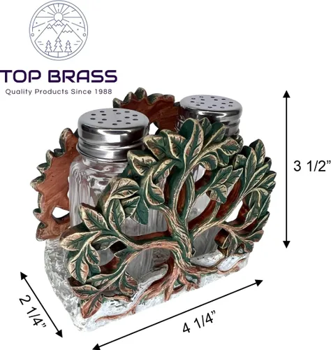 Miniatura 3 de Tree of Life - Juego de salero y pimentero, soporte y dos cocteleras de vidrio con tapas de acero inoxidable, decorativo, moderno, rústico, celta