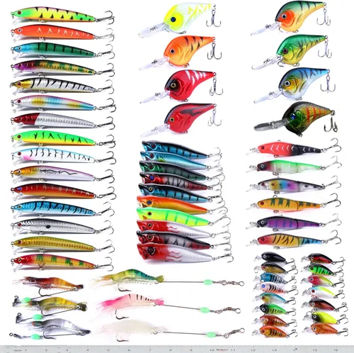 Miniatura 9 de Kit de señuelos de pesca Minnow Popper Crank Baits Freshwater Bass Fishing Baits Set