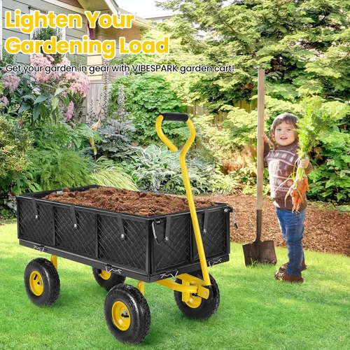 Miniatura 21 de Carrito de jardín, carrito de jardín de acero de malla de servicio pesado de 880 libras de capacidad con lados removibles para convertir