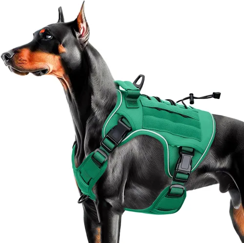 Miniatura 86 de Arnés táctico para perros grandes, chaleco reflectante ajustable sin tirones con sistema Molle, control de grado militar K9 para entrenamiento