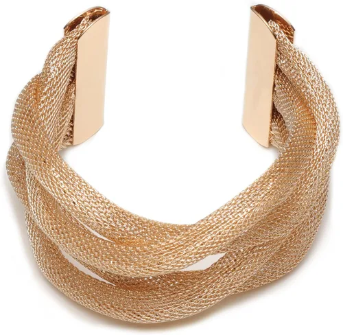 Miniatura 3 de Rhinelife Pulseras anchas de oro para mujer, diseño de ondas enrollables de varias capas, brazalete ajustable y abierto, Sin gemas.